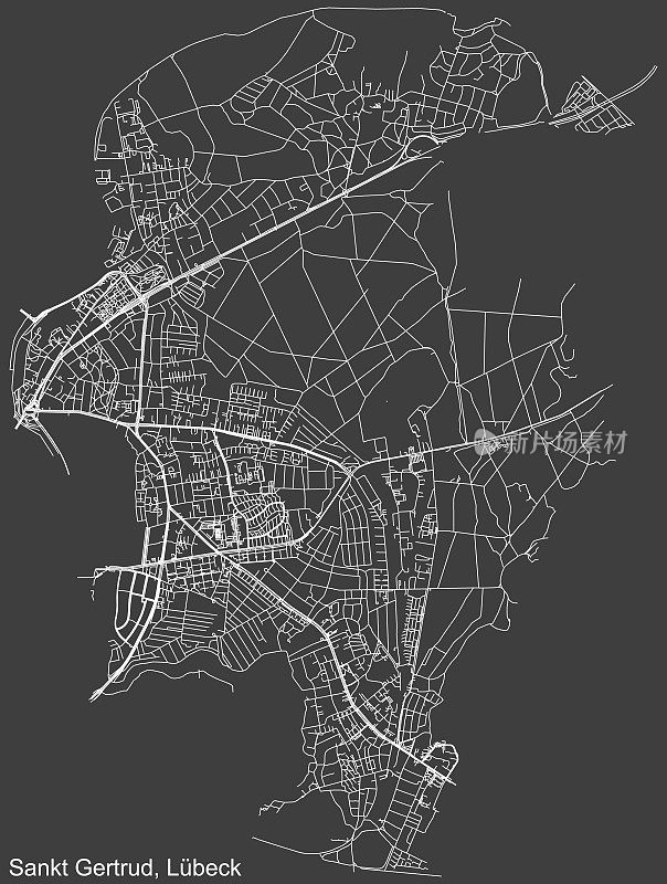 ST. GERTRUD区街道地图，LÜBECK